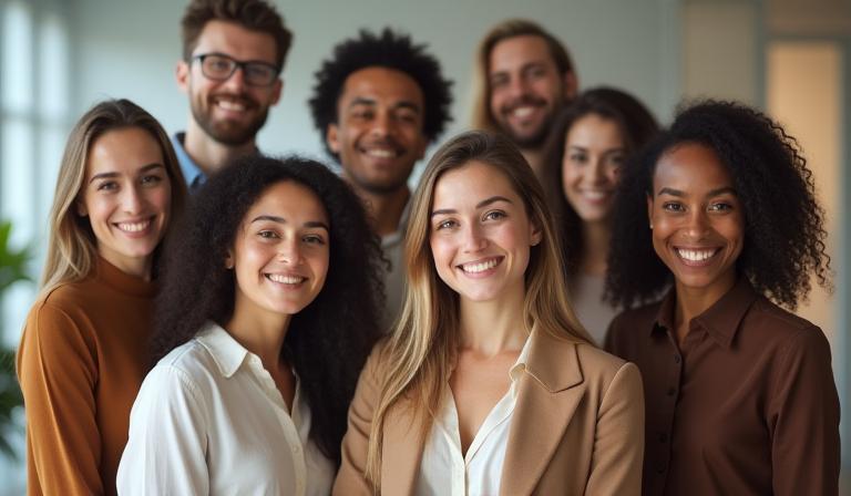Foto de um grupo de pessoas sorrindo, representando a equipe da Oratória Essencial Brasil